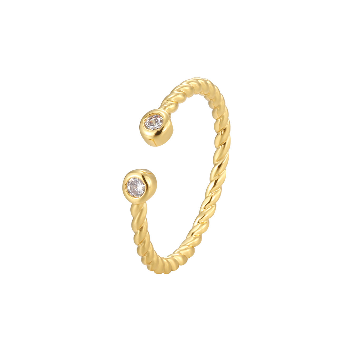 isolated twin zirconia twisted open ring on white