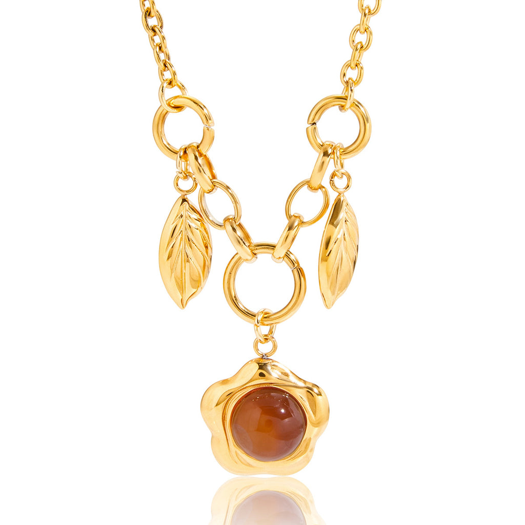 Wholesale Gold-Tone Stainless Steel Multicolor Resin Charm Necklace Collection - design detail