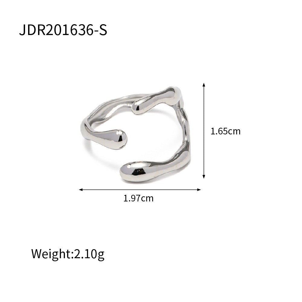 Irregular open band stainless steel ring dimensions