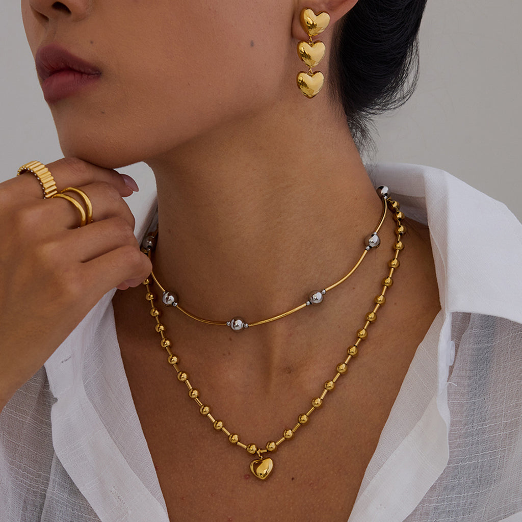 Gold Tone Stainless Steel Heart, Floral and Pendant Jewelry Collection — floral bracelet option