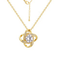 gold plated orbit pendant necklace with lobster clasp and extension chain