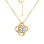 gold plated orbit pendant necklace with lobster clasp and extension chain