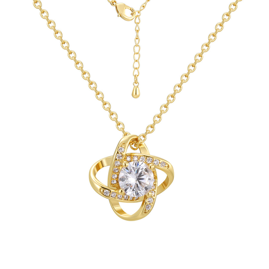 gold plated orbit pendant necklace with lobster clasp and extension chain