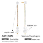 Stainless steel glass pearl earring length and bead measurement diagram