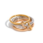 Mixed-Finish Interlocking Stainless Steel Stackable Ring finish and shape detail