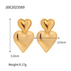 Stainless Steel Double Heart Stud Earrings in Three Finishes additional style reference
