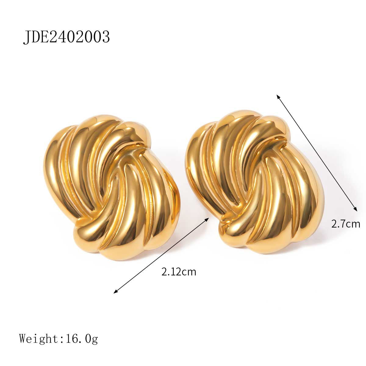 Gold-Tone Stainless Steel Shell and Spiral Stud Earring Collection — scale reference