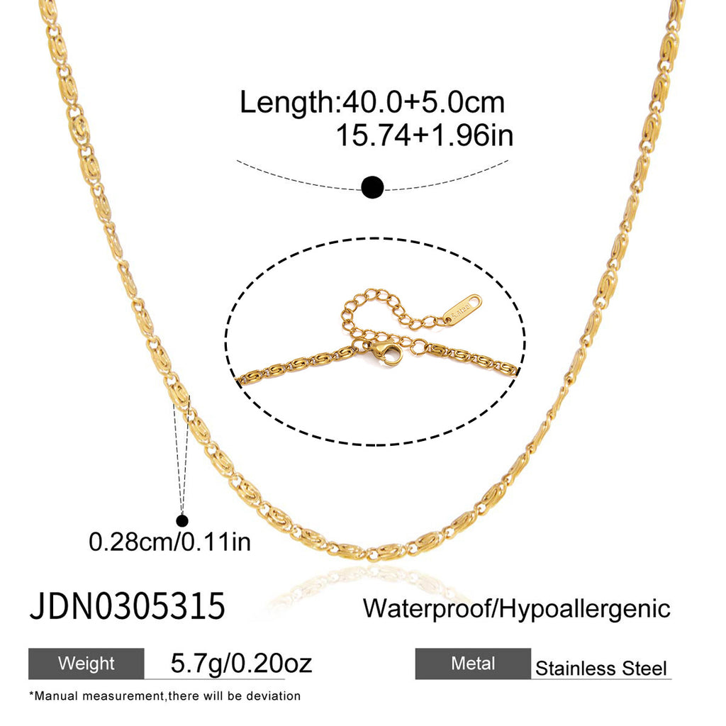 Compact ornate-link necklace measurement chart
