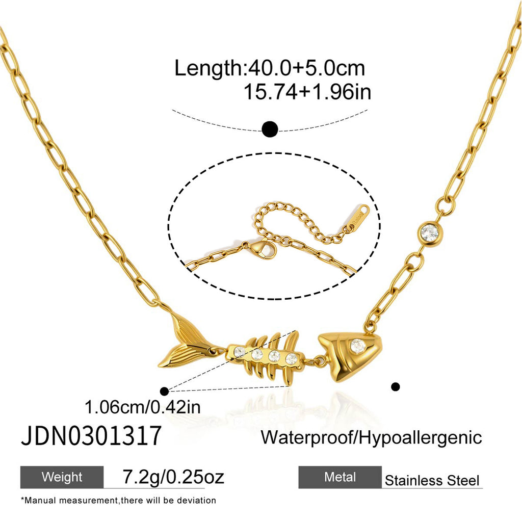 Fishbone necklace length and extension chain detail