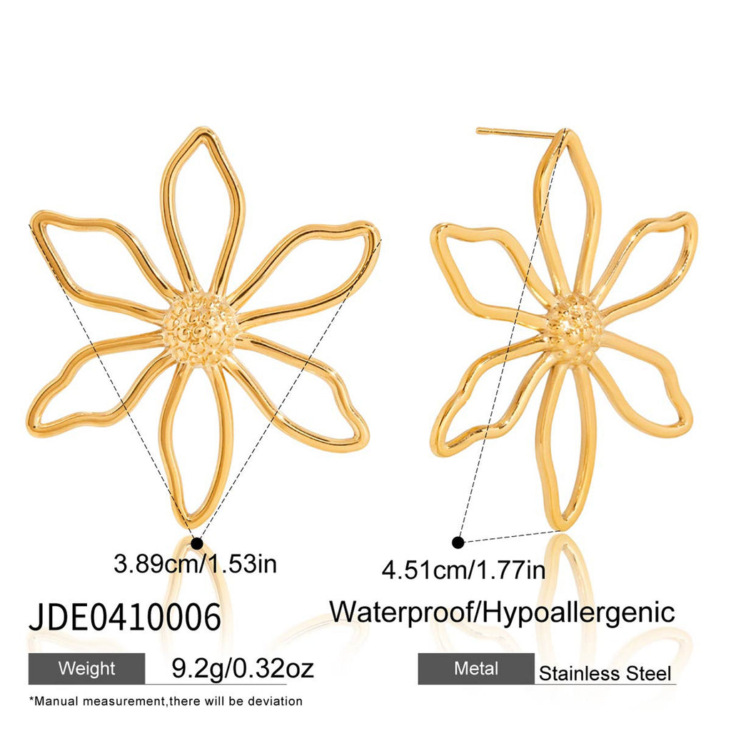 Gold-Tone Clear Accent Floral Stainless Steel Stud Earrings variant reference