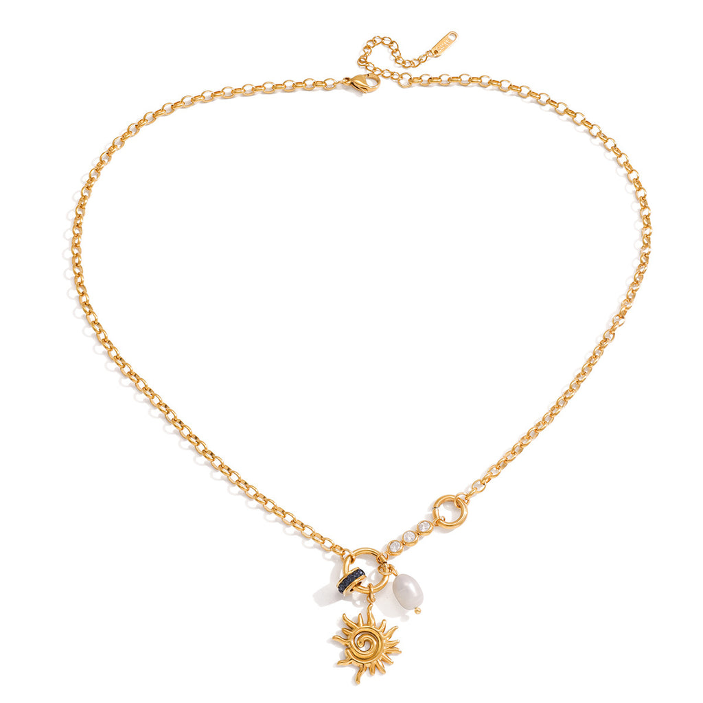 isolated gold plated celestial charm necklace