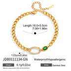 Green oval-connector bracelet size diagram