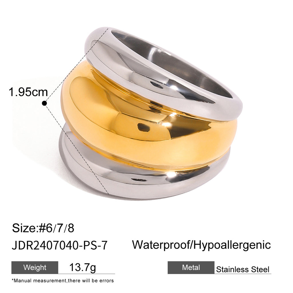 Two-Tone Sculptural Stainless Steel Ring Collection additional style reference