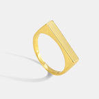 gold plated brass signet ring with a slim rectangular bar