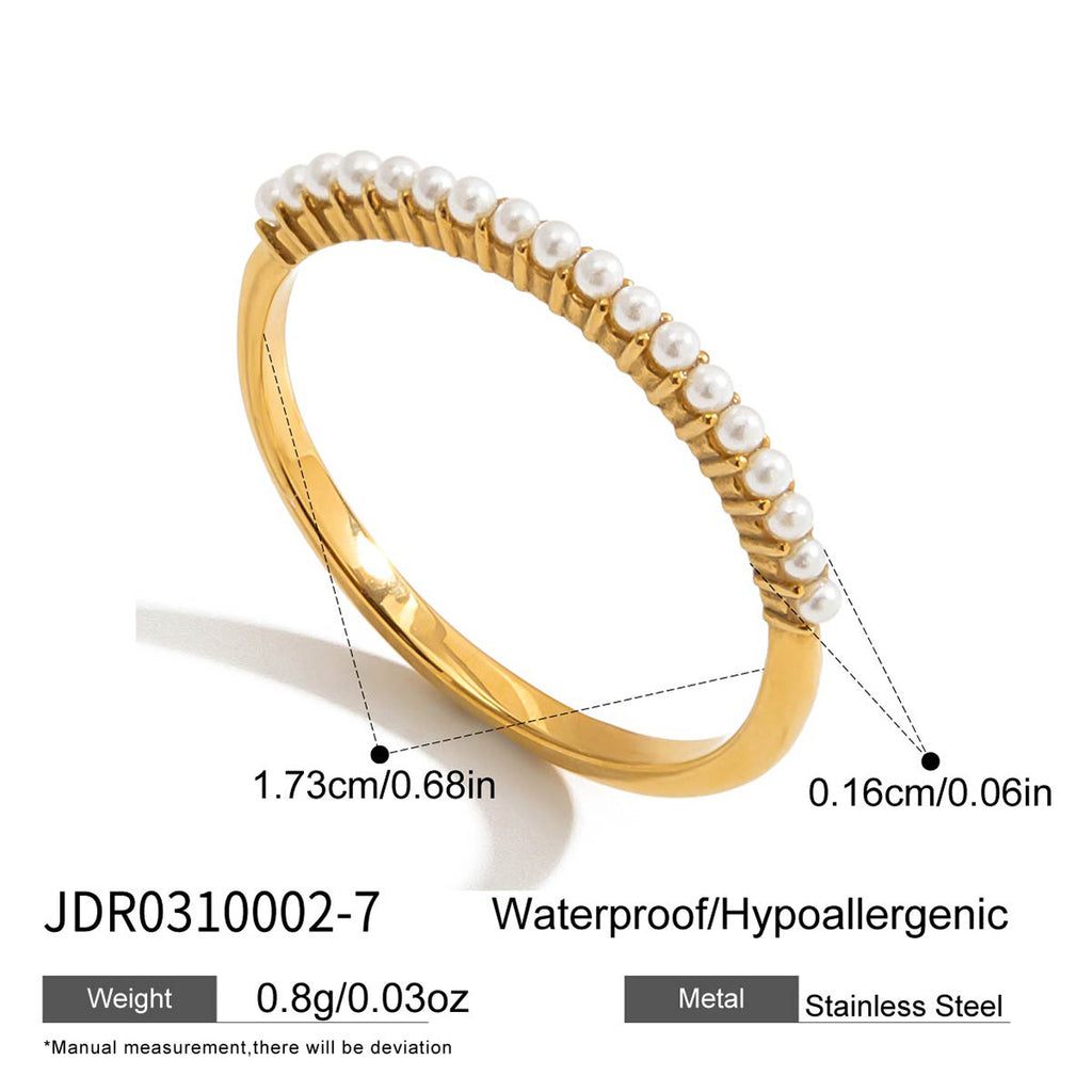 Slim white pearl-look accent band with dimensions