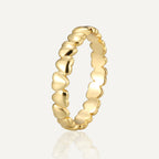 gold plated brass band ring with repeating polished hearts