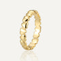 gold plated brass band ring with repeating polished hearts