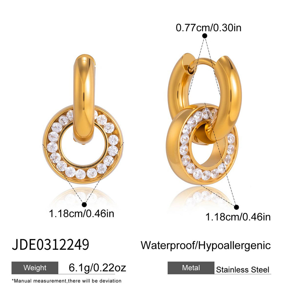 Small circle-drop hoops with dimensions