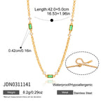 Green rectangular station necklace length chart
