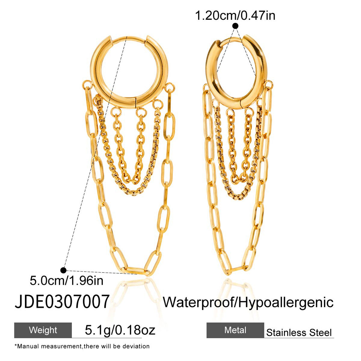 Plain hoop with several draped chain loops