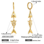 Fishbone drop earring dimensions and small hoop detail