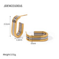 Two-Tone Triple-Line Stainless Steel Stud Earrings size and proportion reference