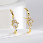 gold plated brass marquise zirconia ear climber earrings