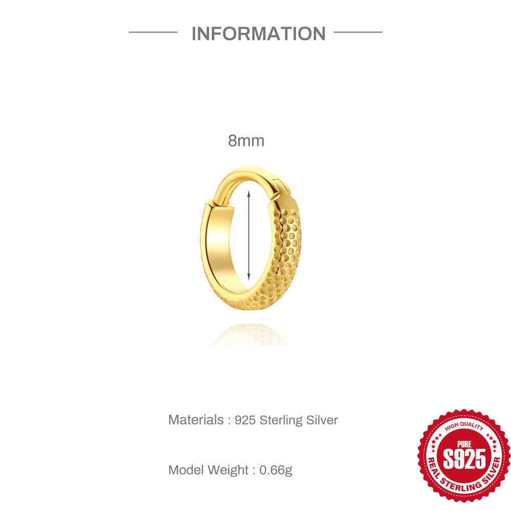 8 mm gold plated 925 silver textured huggie earring specifications