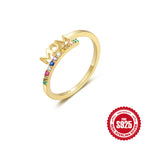 925 sterling silver MOM ring with rainbow zirconia