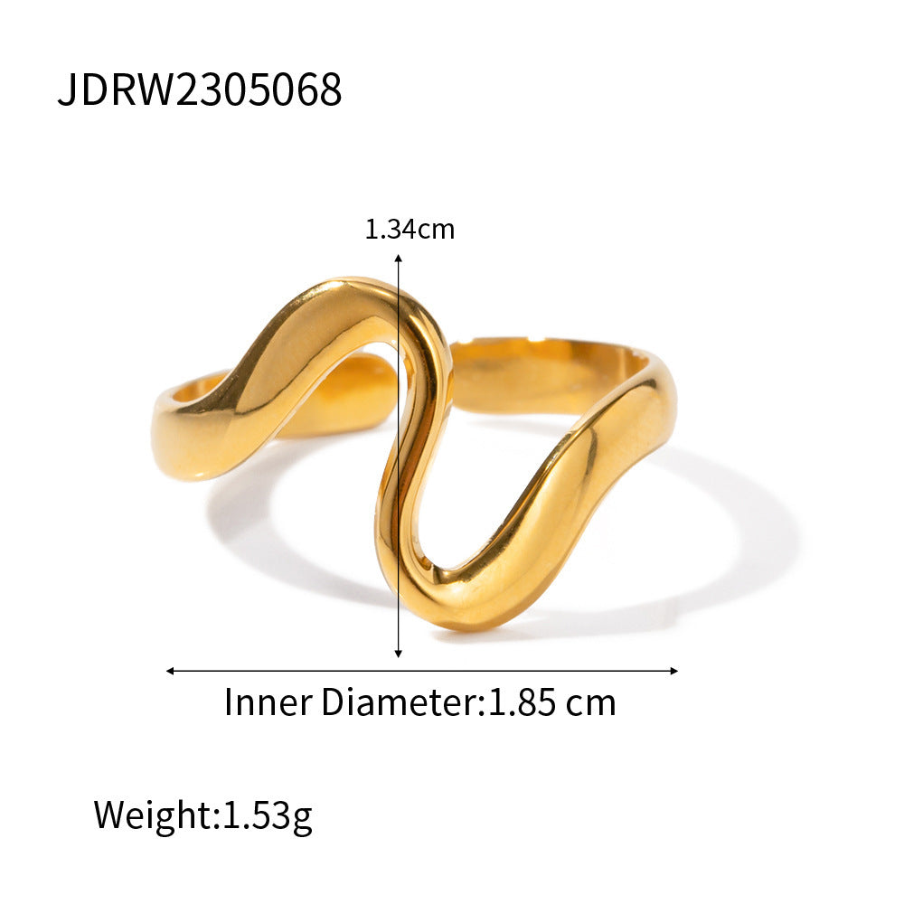 Flowing wave open ring with dimensions