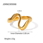Flowing wave open ring with dimensions