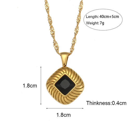 black stone square pendant dimensions with 40 plus 5 cm chain and 7 g listed weight