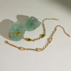Two colorways arranged beside green display rocks