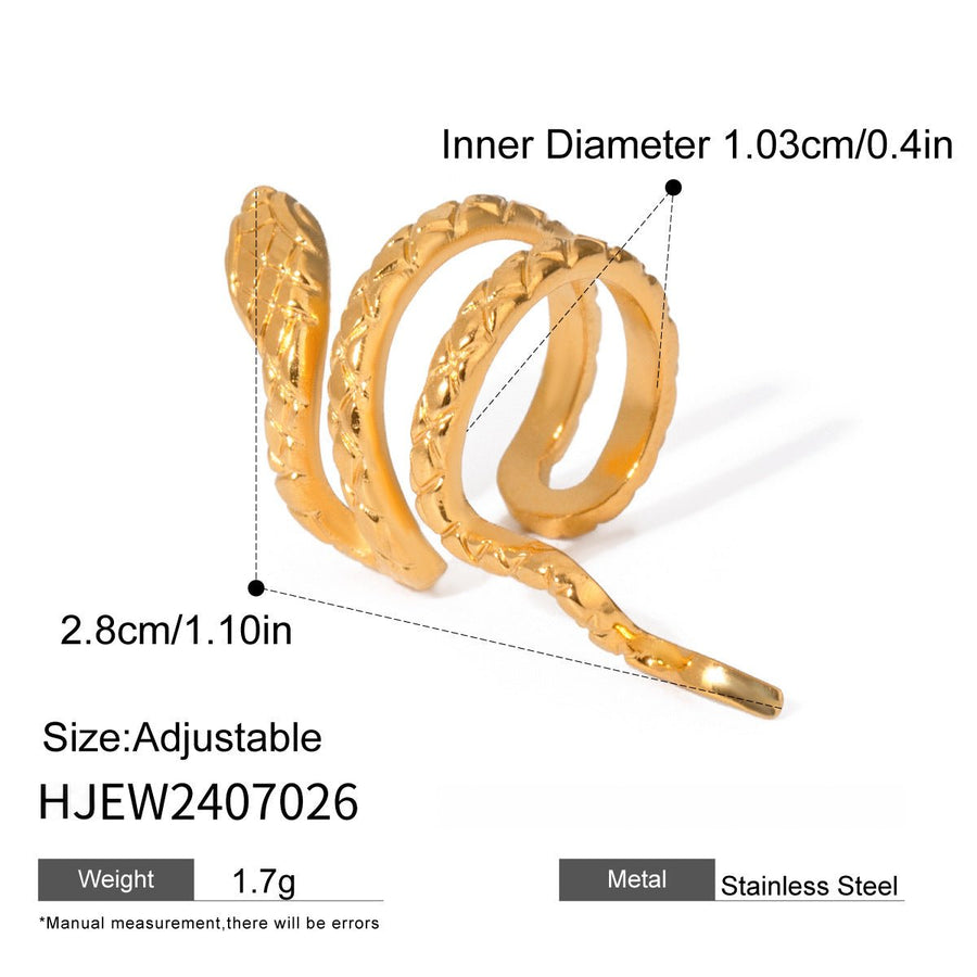 Single textured snake ear cuff with coiled body and open ends