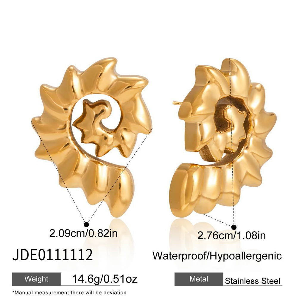 Open sculpted spiral stud front and side view