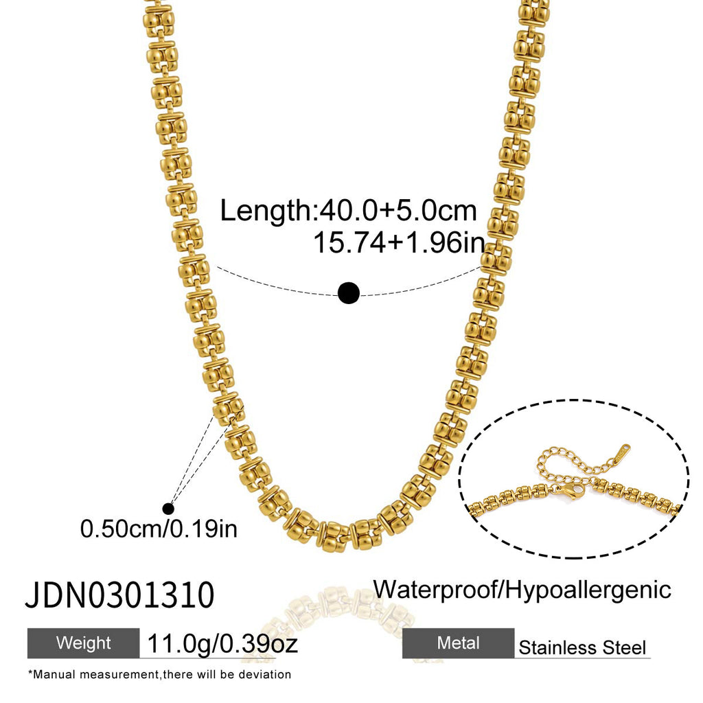 Matching textured stainless steel chain necklace