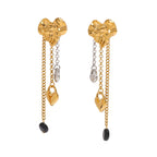 Wholesale Gold-Tone Stainless Steel Floral Tassel Drop Earrings - design detail