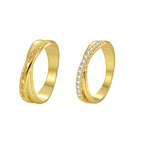 isolated engraved and clear zirconia two-piece ring set