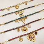 Gold-Tone Multicolor Bead Heart Stainless Steel Necklace Collection close-up product view