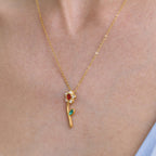 delicate gold plated rose pendant necklace worn alone