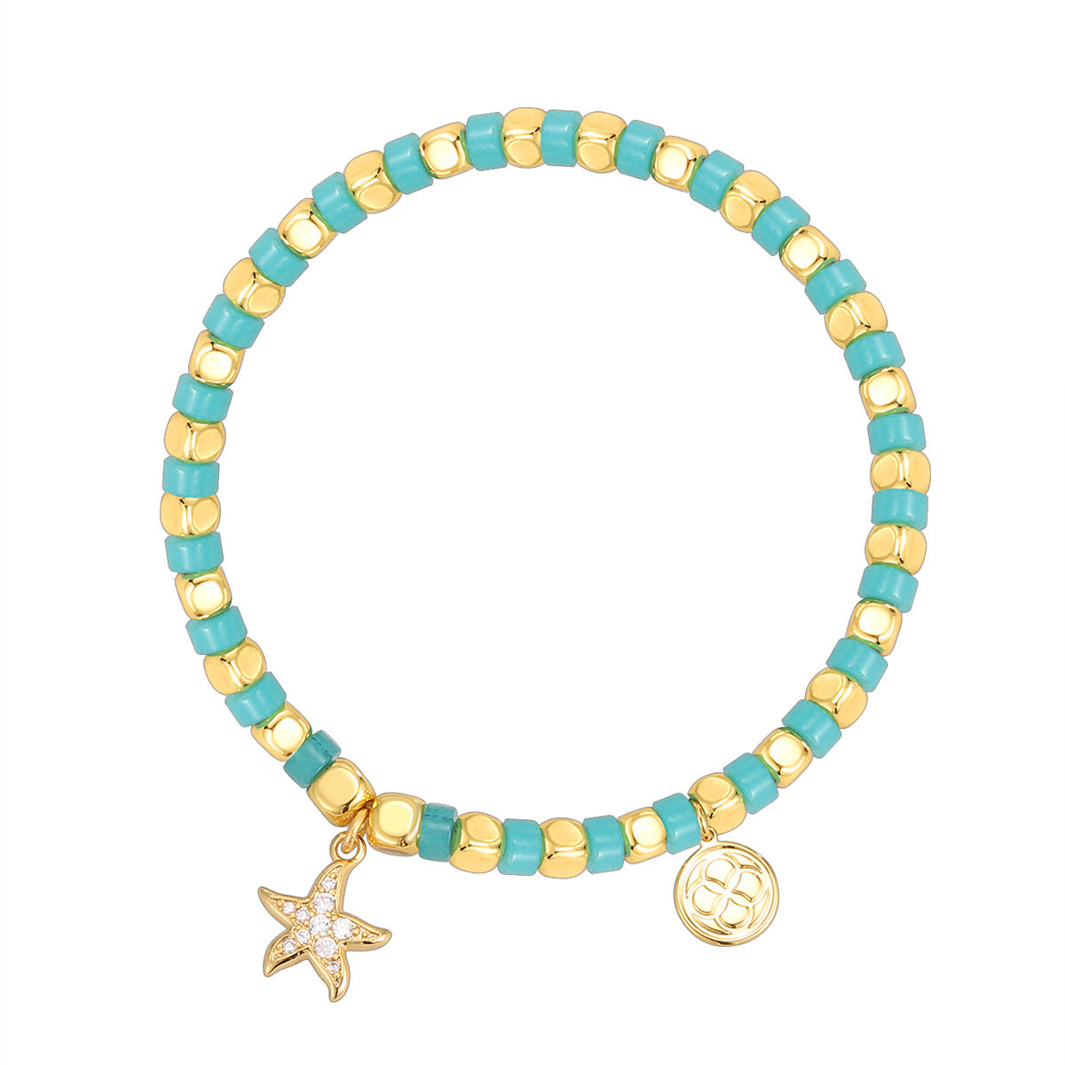 gold plated starfish bracelet on a white background