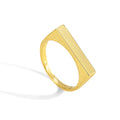 angled cutout of gold plated brass bar signet ring