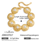 Gold-Tone Pearl-Look Stainless Steel Necklace and Bracelet Collection size and proportion reference