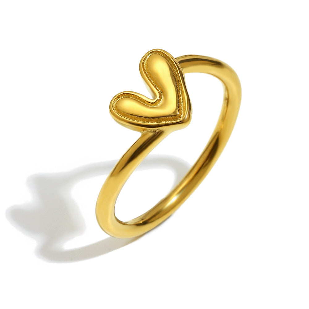 gold plated tilted double-line open heart ring
