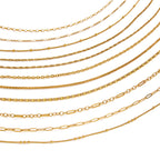 Gold tone chain necklace assortment on white