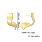 folded ribbon clear stone stud earrings with dimensions and weight