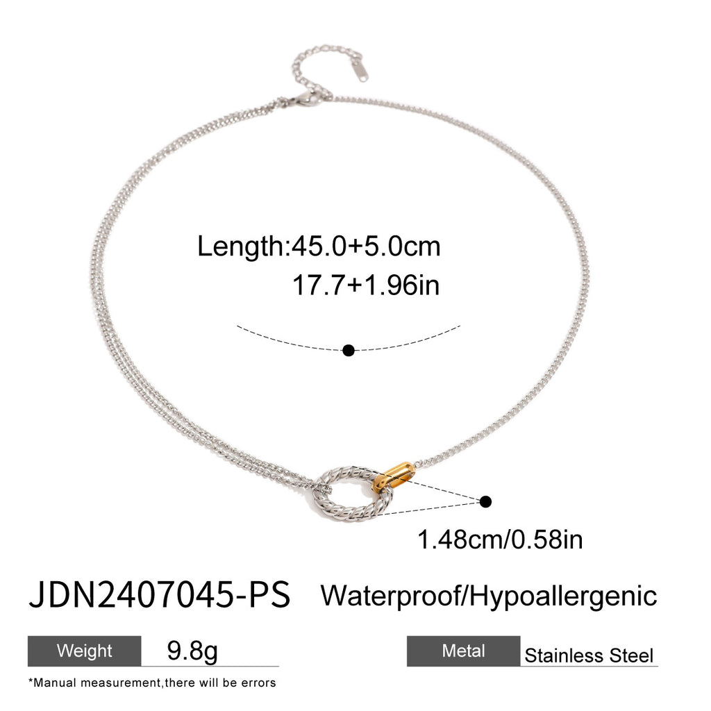 Mixed-Finish Circular Link Stainless Steel Jewelry Collection — wholesale view 9