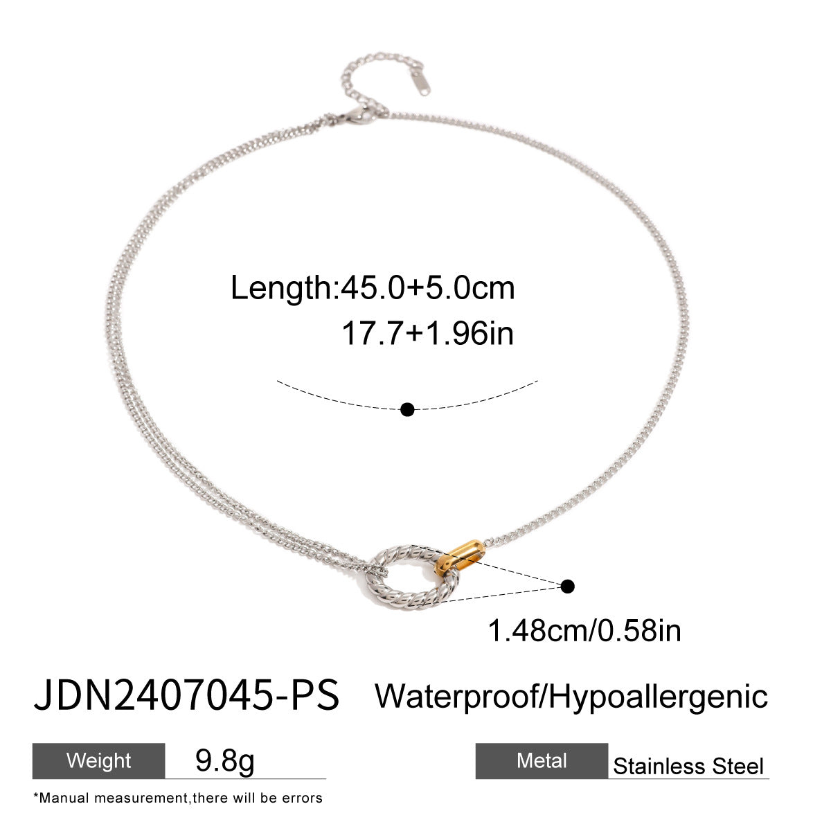Mixed-Finish Circular Link Stainless Steel Jewelry Collection — wholesale view 9