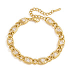 Stainless steel triangle link bracelet on white