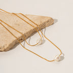 Layered Pearl-Look Stainless Steel Necklace Collection close-up product view